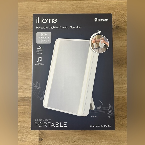 iHome Portable Lighted Vanity Mirror with Bluetooth Speaker – NEW IN BOX - Picture 2 of 6